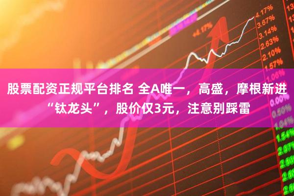 股票配资正规平台排名 全A唯一，高盛，摩根新进“钛龙头”，股价仅3元，注意别踩雷